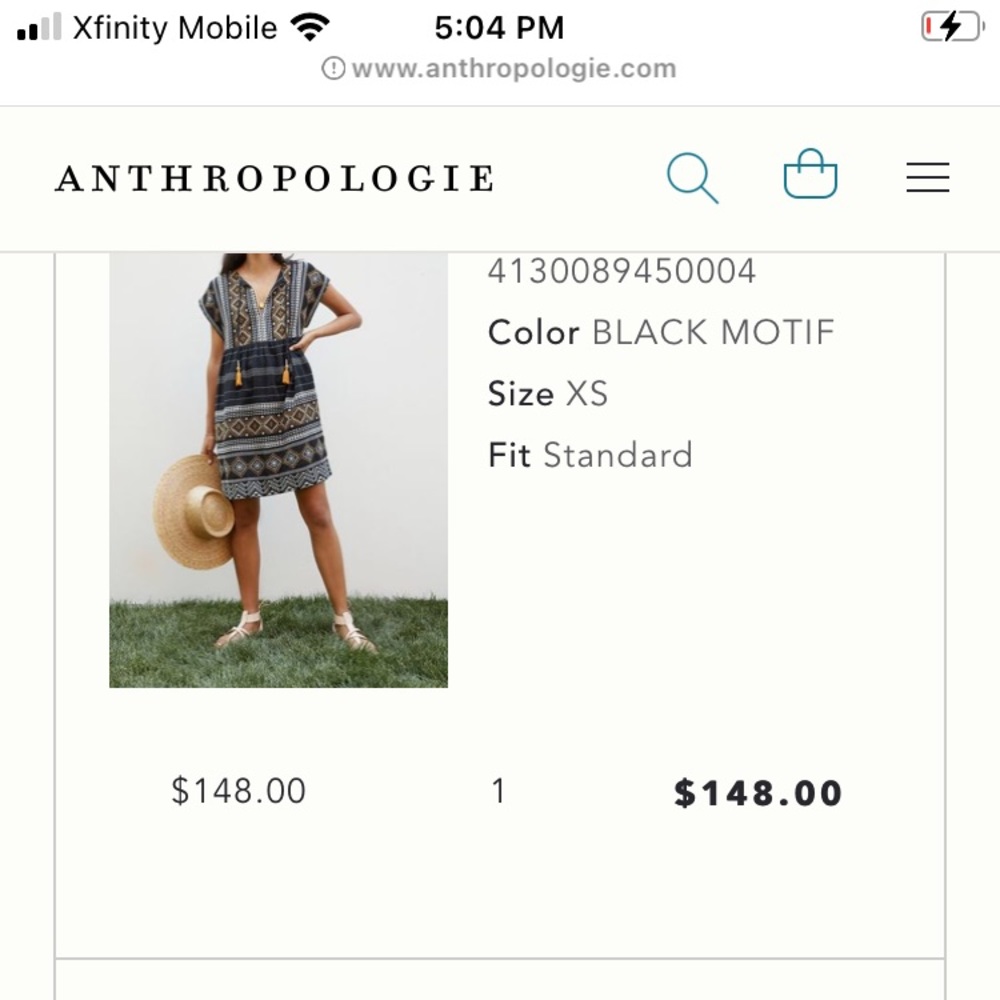 Anthropologie embroidered dress with orange-y brown tassels XS (oversized)